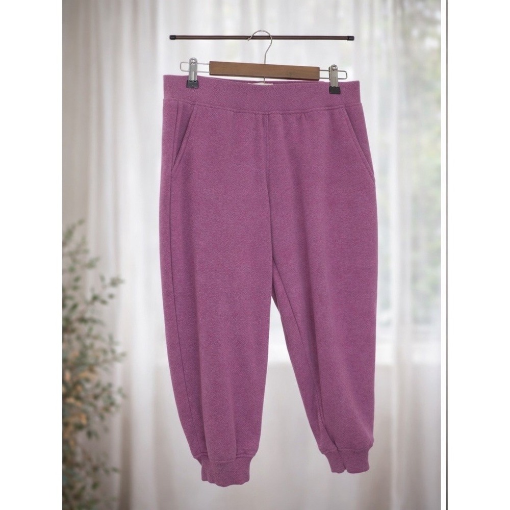 Ugg Luxe Joggers Plush Sweatpants Heathered Pink Pockets Cropped Size Medium